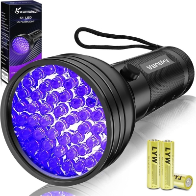 Black Light UV Flashlight, Vansky Upgraded 51 LED Ultraviolet Blacklight Pet Urine Detector for Dog/Cat Bed Bug (Batteries are included)